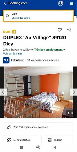 Fiche DUPLEX sur le site Booking.com